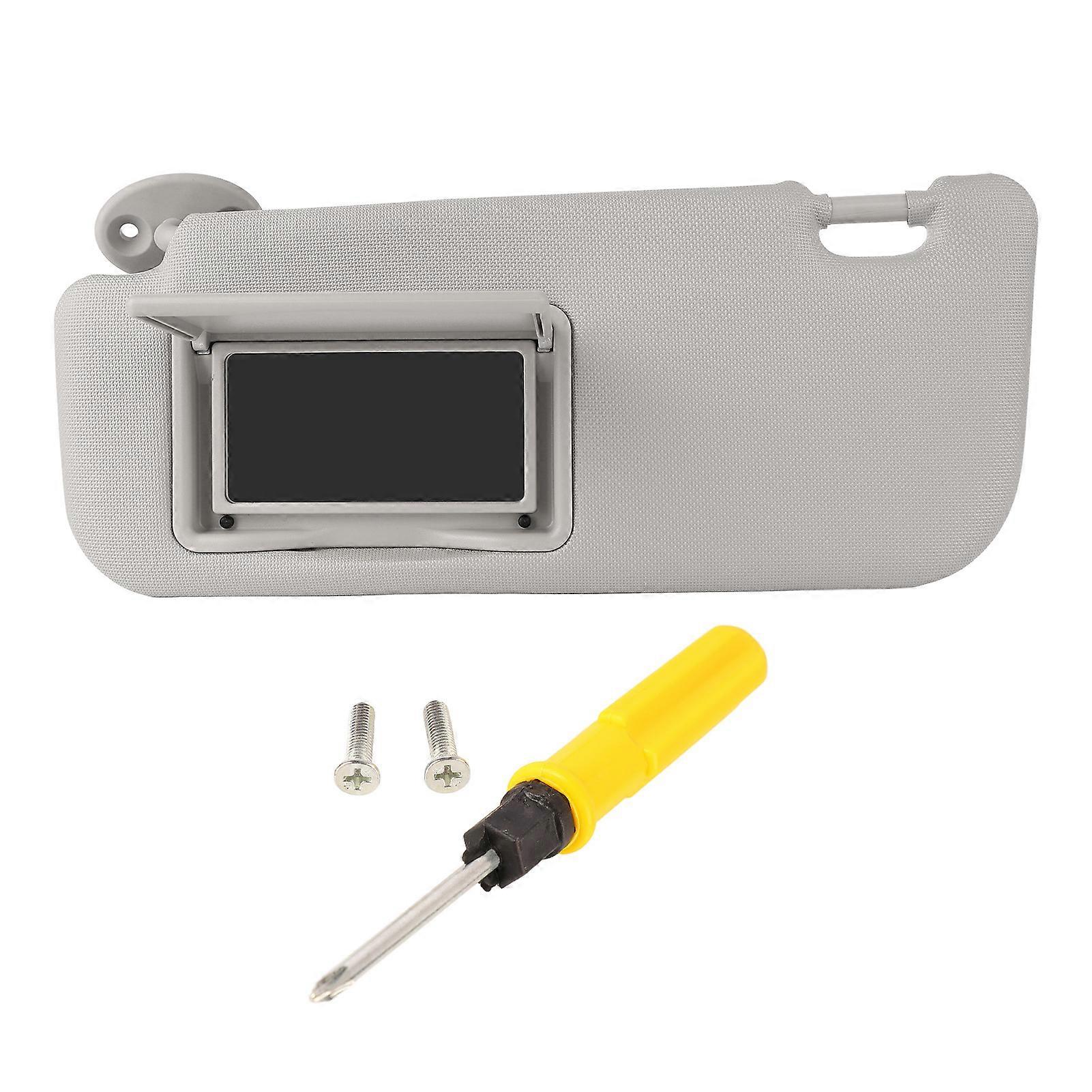 Universal Left Driver Side Car Sun Visor Gray High Hardness Includes Vanity Mirror