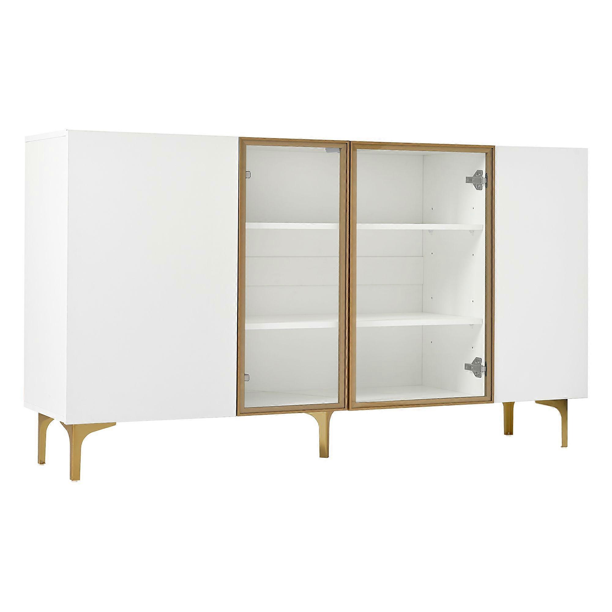 Modern Sideboard With Glass Doors Metal Frame And Ample Storage