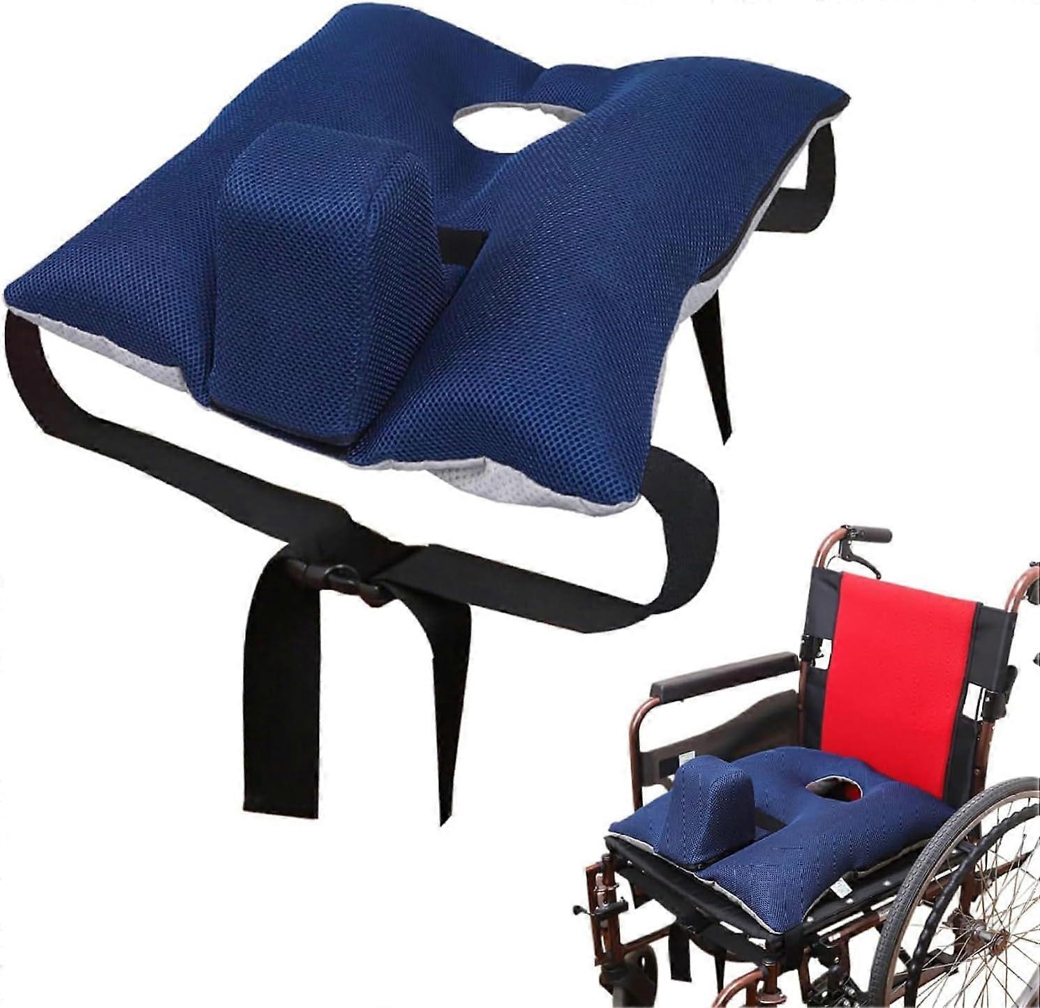 Wheelchair seat cushion with wedge, nonslip, breathable PE foam, removable belt