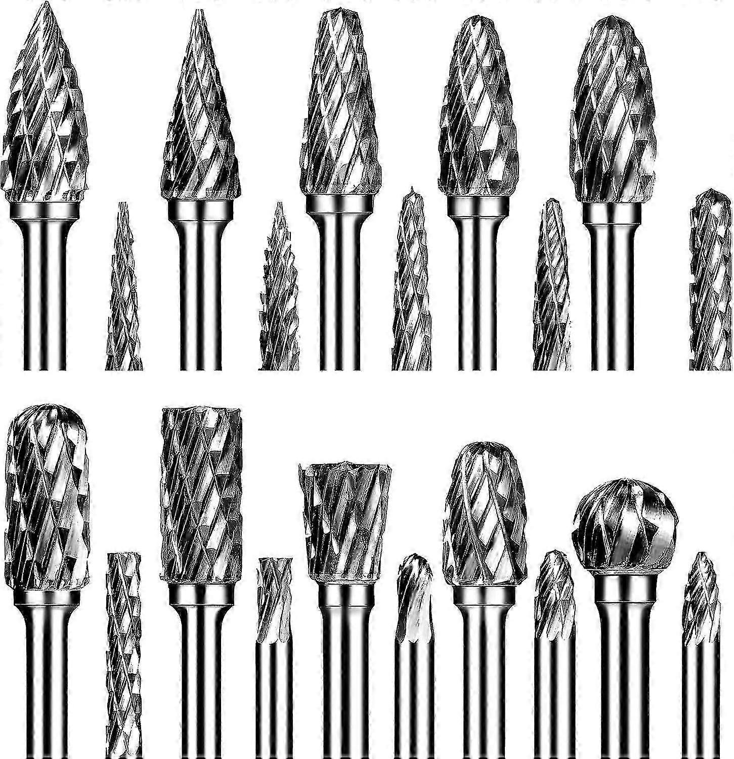 Double Cut Carbide Burr Set 1/8" Shank for DIY Grinding