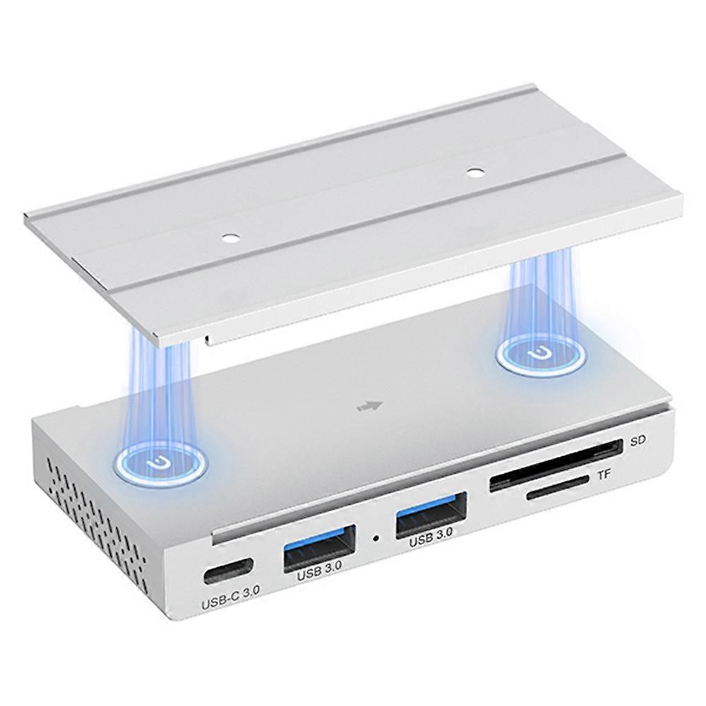 TKdaddy HST-2A1CTS USB Hub Magnetic Rail Expansion Dock 2 x USB3.0 + Type-C + SD TF Card Reader Silver