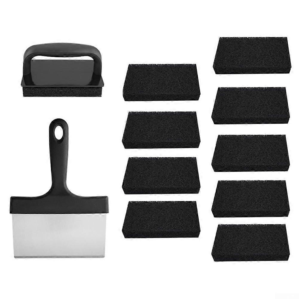 Griddle Cleaning Kit 7Pcs with Stainless Steel Scraper and Scouring Pads for Flat Top Grill