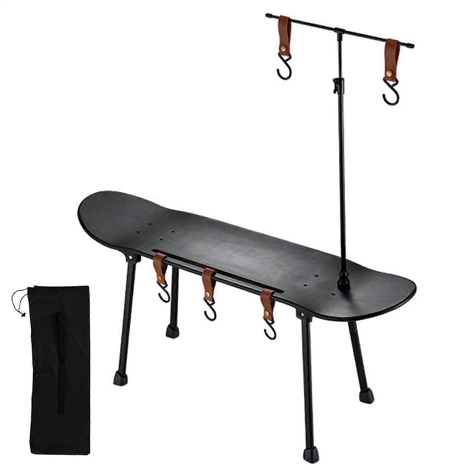 Foldable Skateboard Table – Portable Camping Picnic Table for Hiking, Garden, Festivals Nero