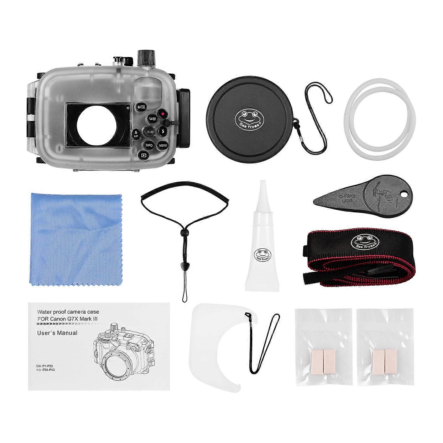 Sea frogs Underwater Diving Housing Waterproof Camera Protective Case 40M/130FT Depth Compatible with Canon G7X Mark Ⅲ