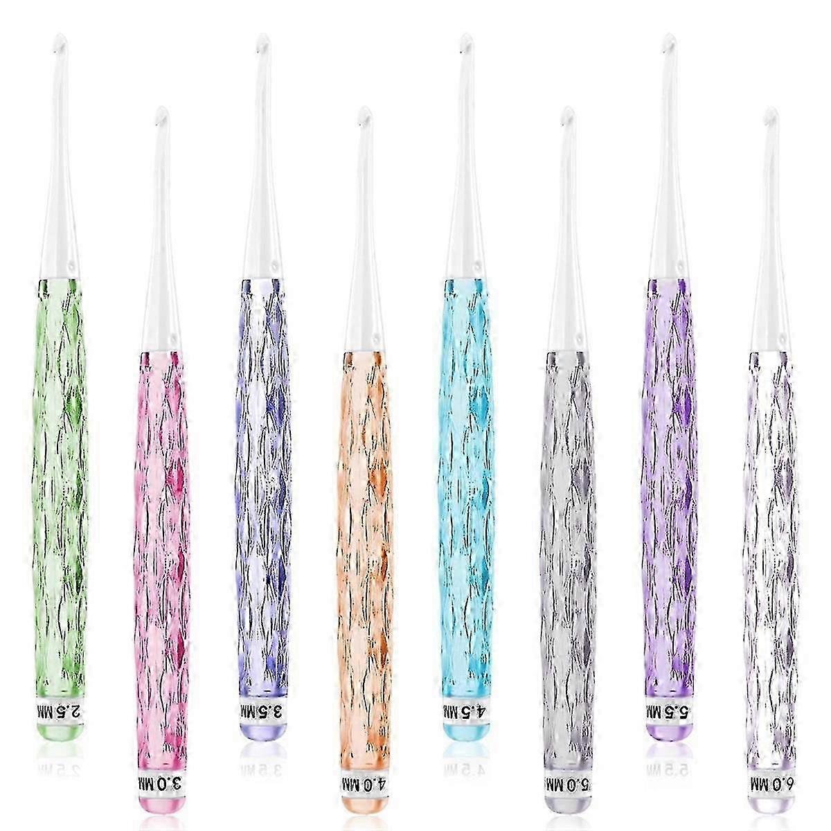 8 Stück Kunststoff Häkelnadeln, Inline Häkelnadeln Set Rutschfeste Häkelnadelgriffe Ergonomisch gehäkelt SZRH A-DS