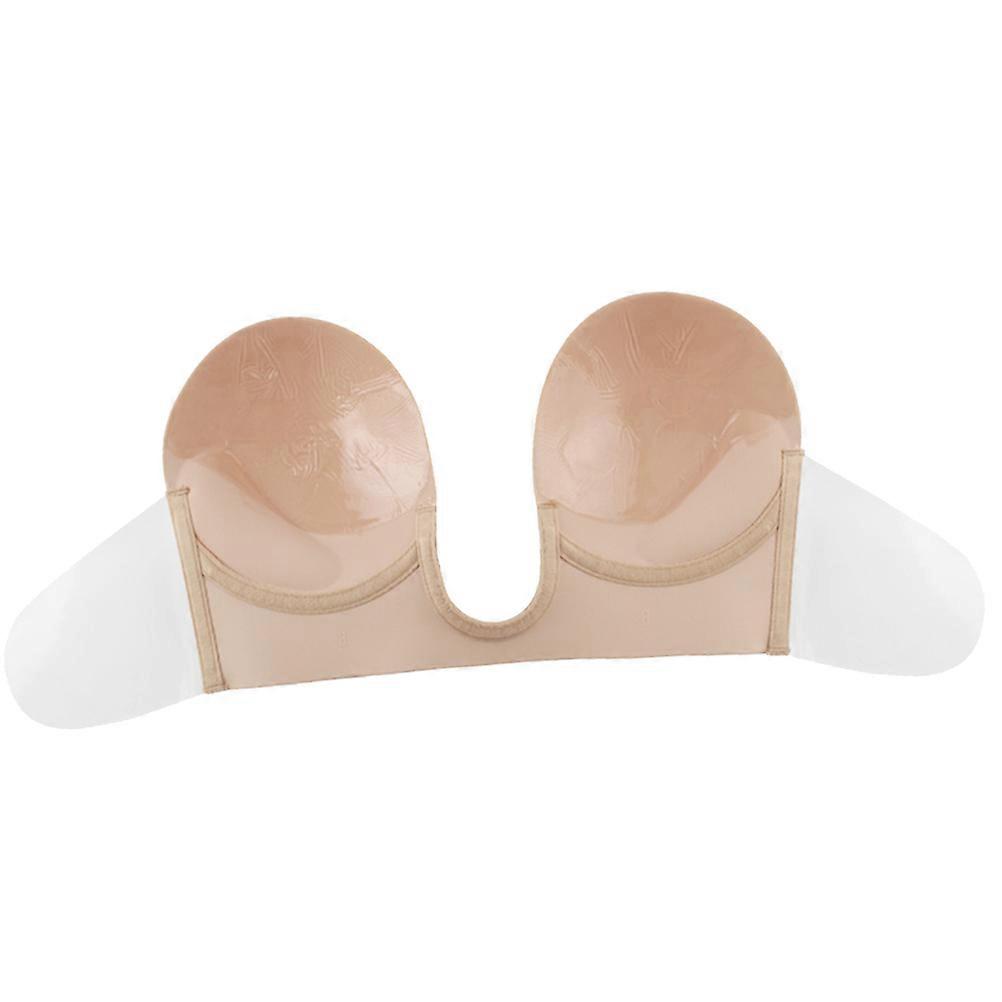 Adhesive Bra Invisible Strapless for Women Light Yellow Silicone Self-Adhesive Use 1Pack