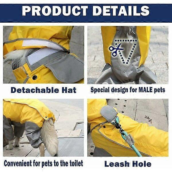Dog raincoat, suitable for small and medium-sized dogs, waterproof, lightweight and easy to put on and take off