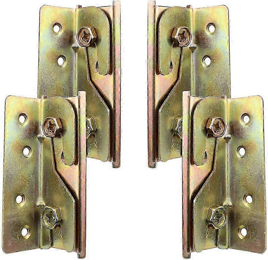 Set of 4 Heavy Duty Rust Resistant Mortiseless Bed Rail Mounting Brackets with Screws