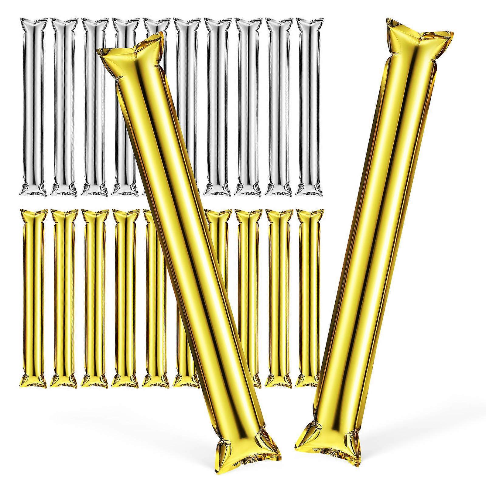 Inflatable Cheering Sticks for Sports Events and Parties Aluminium Film Assorted Color Lightweight Portable 24pcs