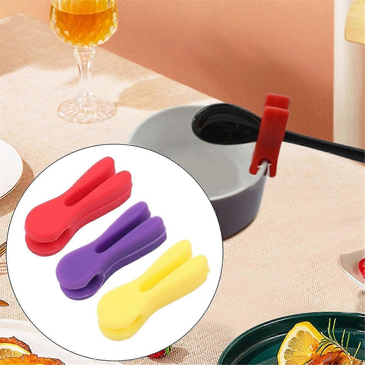 Silicone Spoon Holder Kit Kitchen Pot Edge Clip Household Cutlery Clip Spatula Clip Baking Anti-Overflow Clip