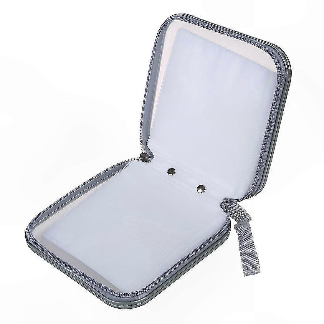 Hard Protective Storage Box for 40 CDs/DVDs with Wallet Sleeves, Silver Compact Case for Disc Organization