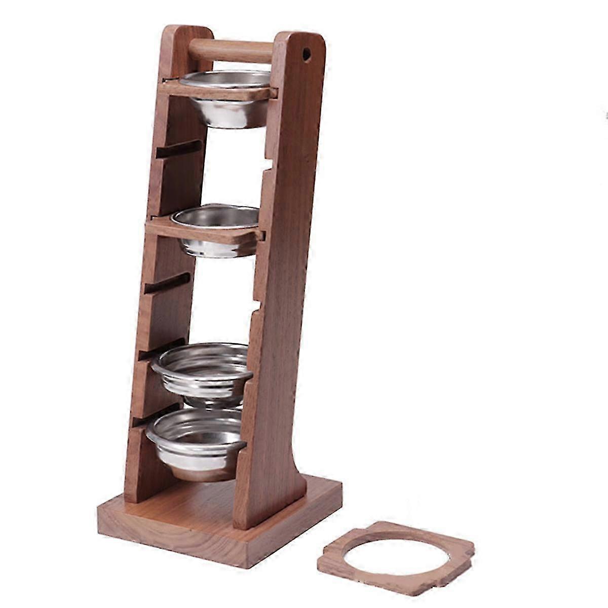 Espresso Filter Holder & Storage Rack - Black Walnut, for Coffee Powder Bowl & Handle Bask