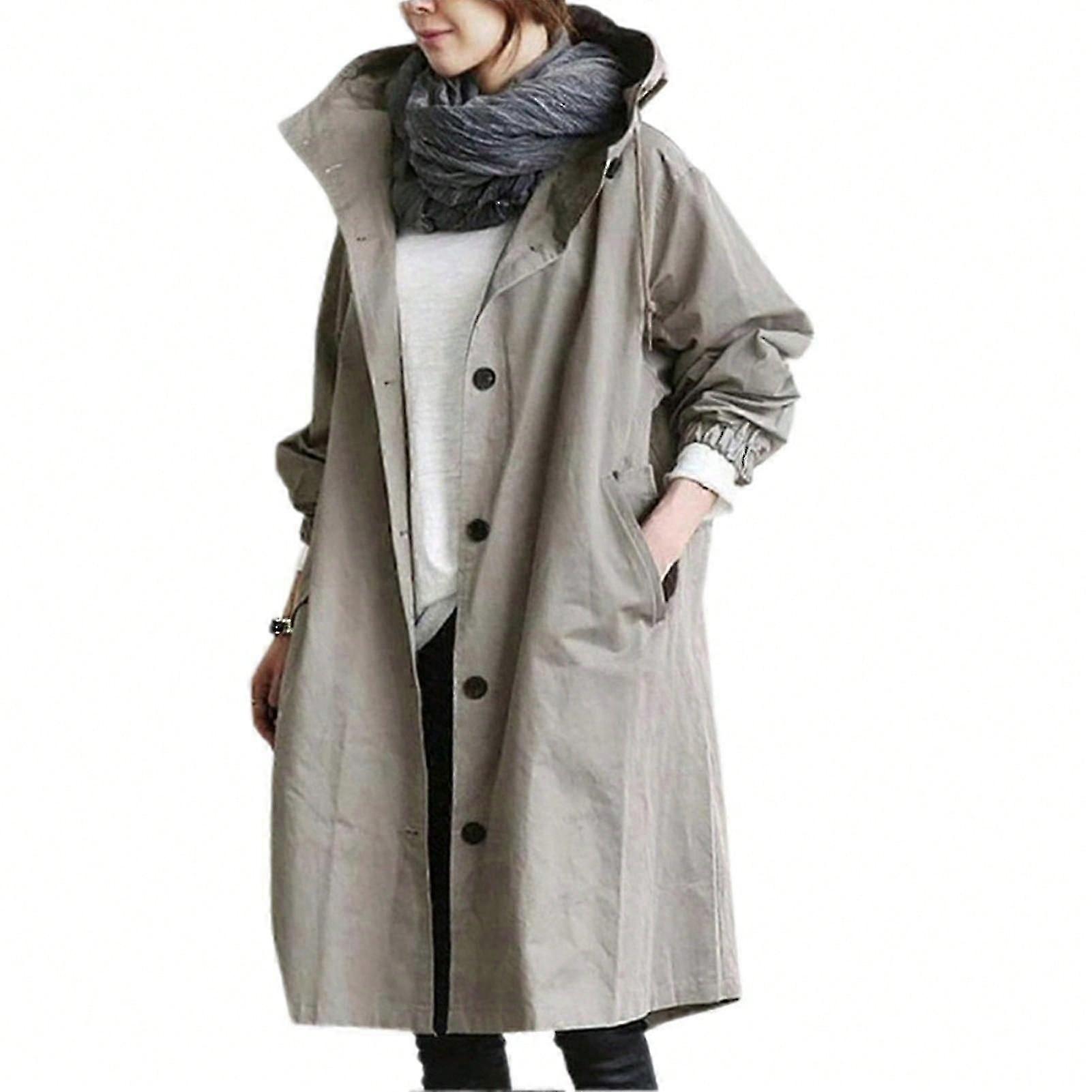 Mulheres Windbreaker Jaqueta Casual Loose Button Bolsos com capuz à prova d'água à prova d'água para caminhadas ao ar livre A