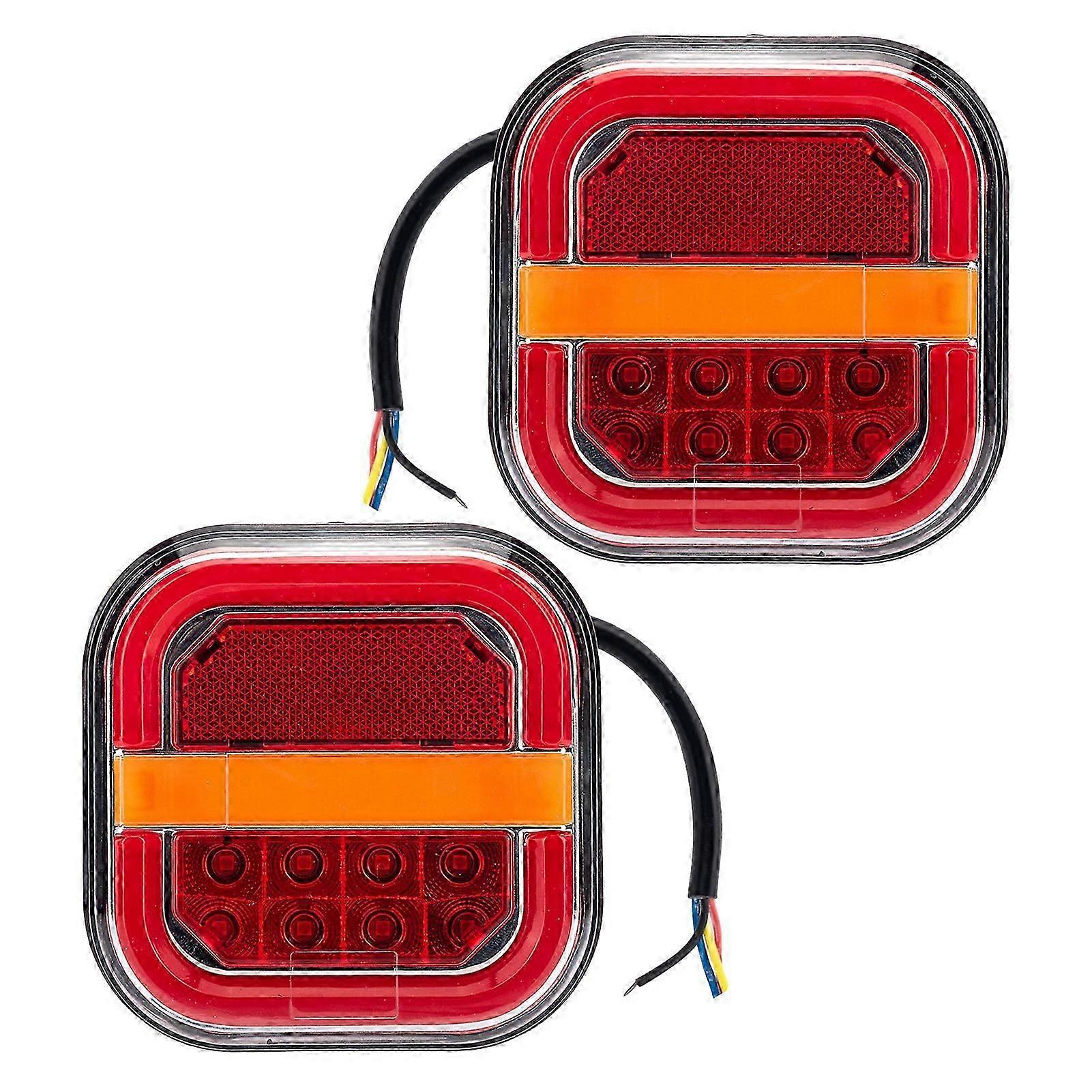 2Pcs IP67 Waterproof LED Trailer Light 3 Color Brake/Turn Signal Lights for Trucks RVs & Marine Boats
