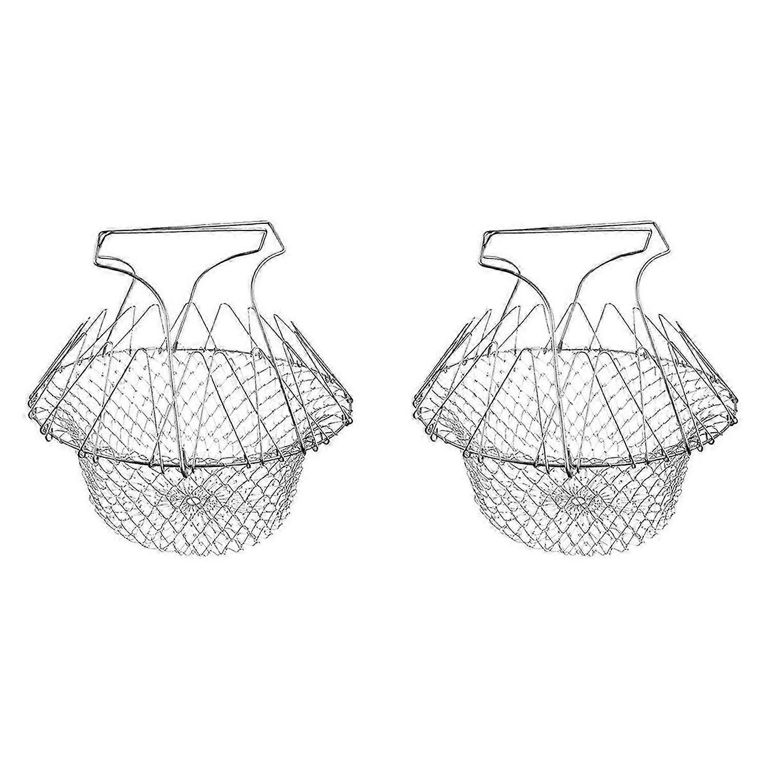 Poaching Boiling Deep Frying Basket,Household Folding Draining Basket