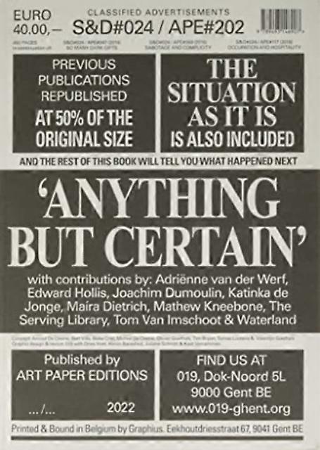 Anything But Certain - APE - The Arts - APE - Paperback