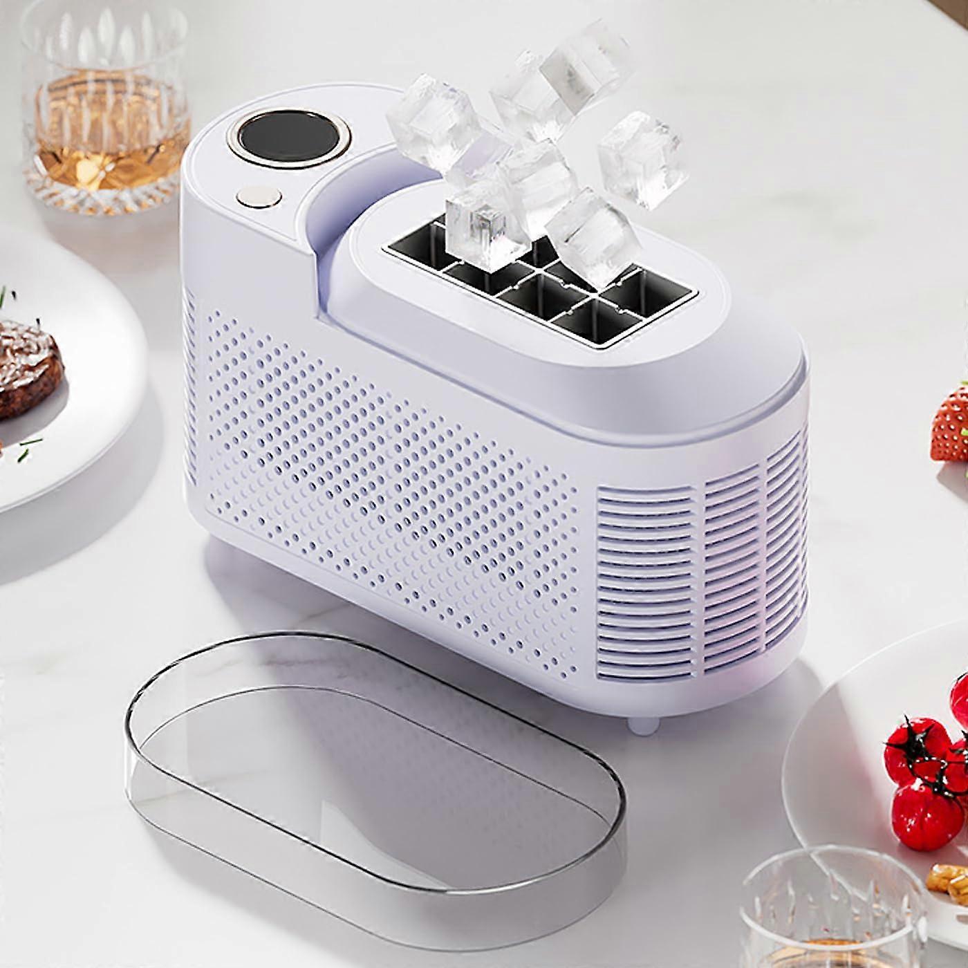 Mini Ice Maker For Home Compact Countertop Ice Cube Maker 10Min Ready Easy To Clean Low Noise Energy Saving Purple