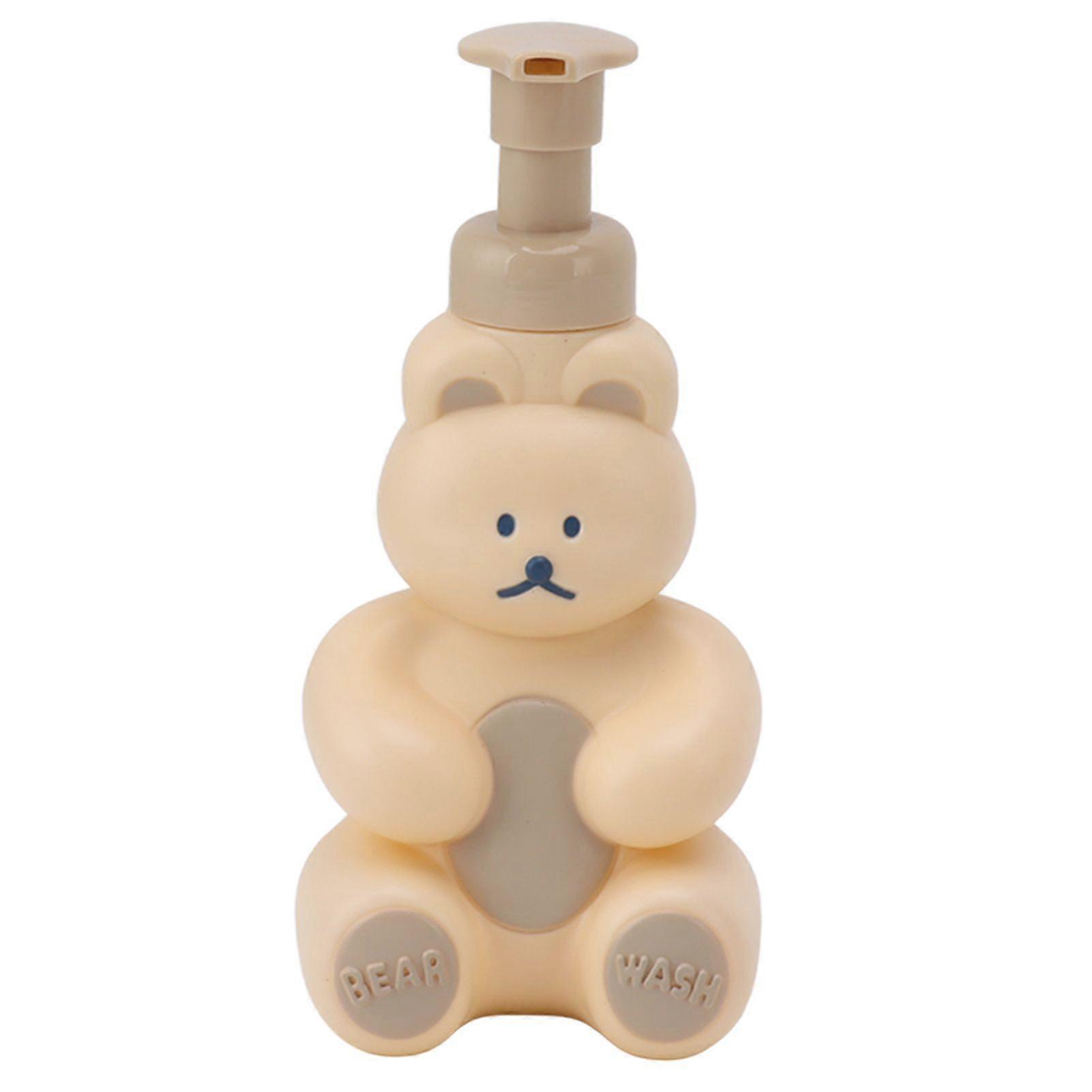Empty Liquid Hand Soap Dispenser Bottle Shampoo Conditioner Shower Container Pump Bottle For Hand Washing Cartoon Bear Shape Large Cream White