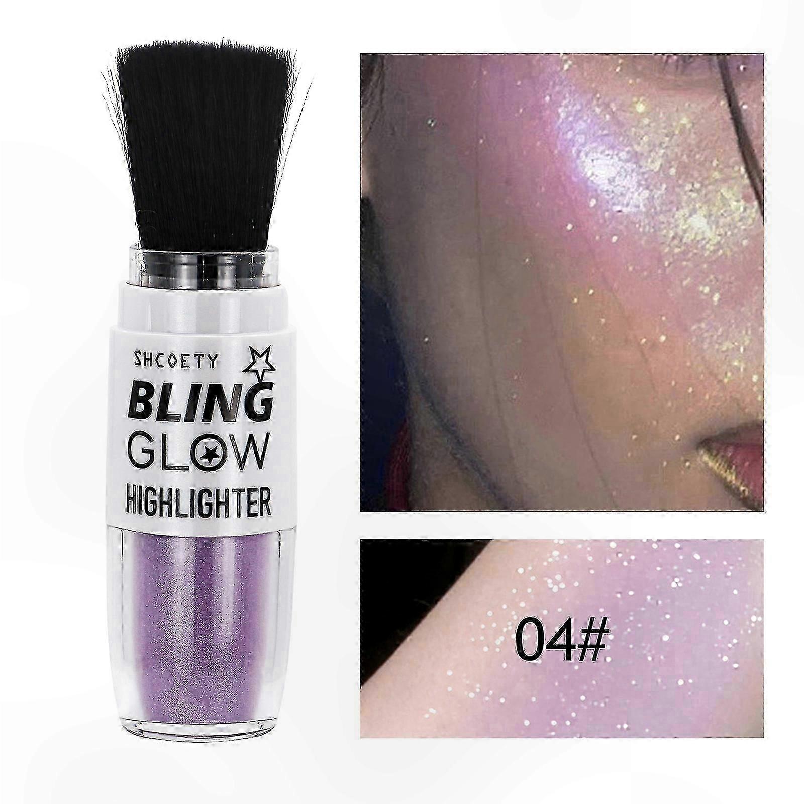 Radiant Glow Highlighter Powder for Face & Body, Natural 3D Shine with Brush Application
