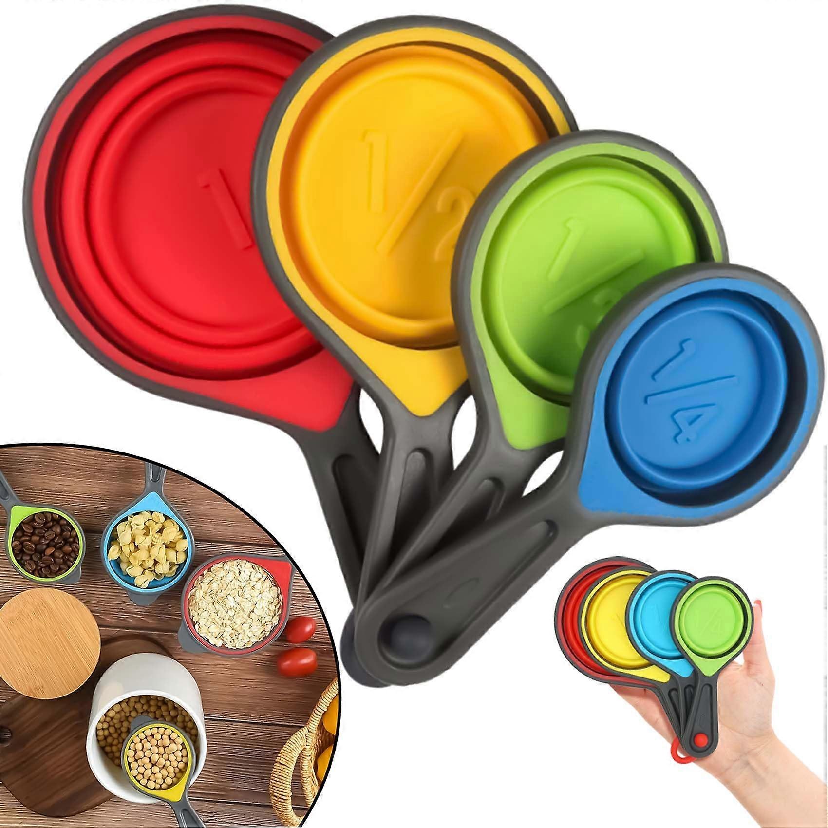 Silicone Collapsible Measuring Cup Set 4Piece For Baking And Cooking BPA Dishwasher Safe Stackable Dry And Liquid