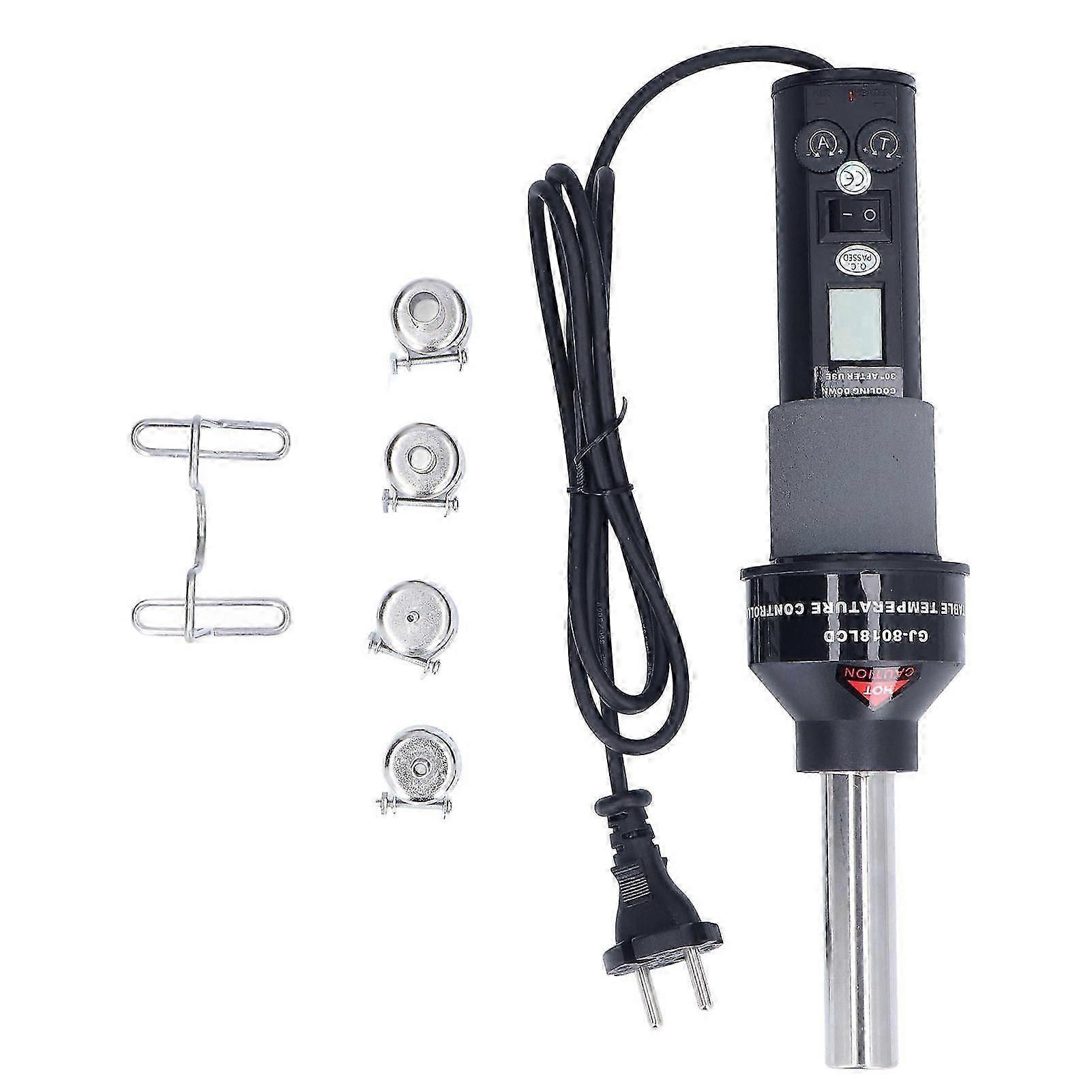 6Pcs Hot Air Gun LCD Digital Display Adjustable Portable Heating Tool Set Kit for SolderingEU Plug 220V