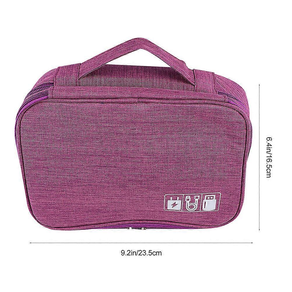 Digital Accessory Storage Bag Cord Organizer Travel Electronics Accessories Violet Cotton Linen Material Storage 1Pcs