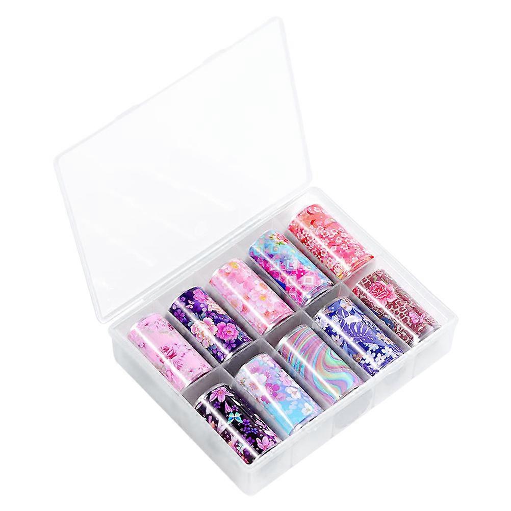 Removable Nail Patch Flower Sky Pattern Nail Stickers 10Pcs Pack