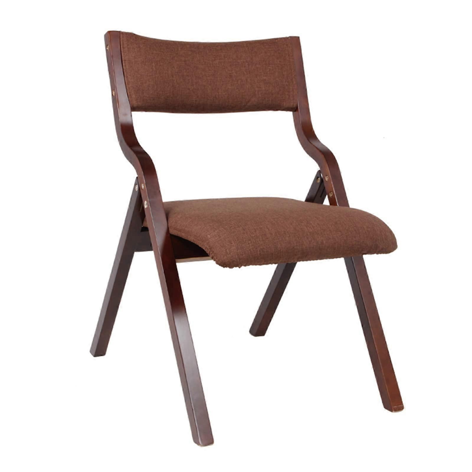 Vintage Wood Dining Chair with Padded Fabric Seat, Solid Wood Backrest, Stackable and Folding Design for Heavy Duty Use Style 4