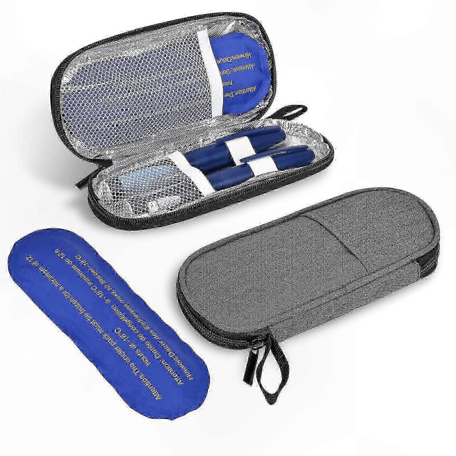 Diabetic Travel Cooler Bag with Temperature Control for Insulin Storage, Includes 2 Ice Packs for Medication Protection
