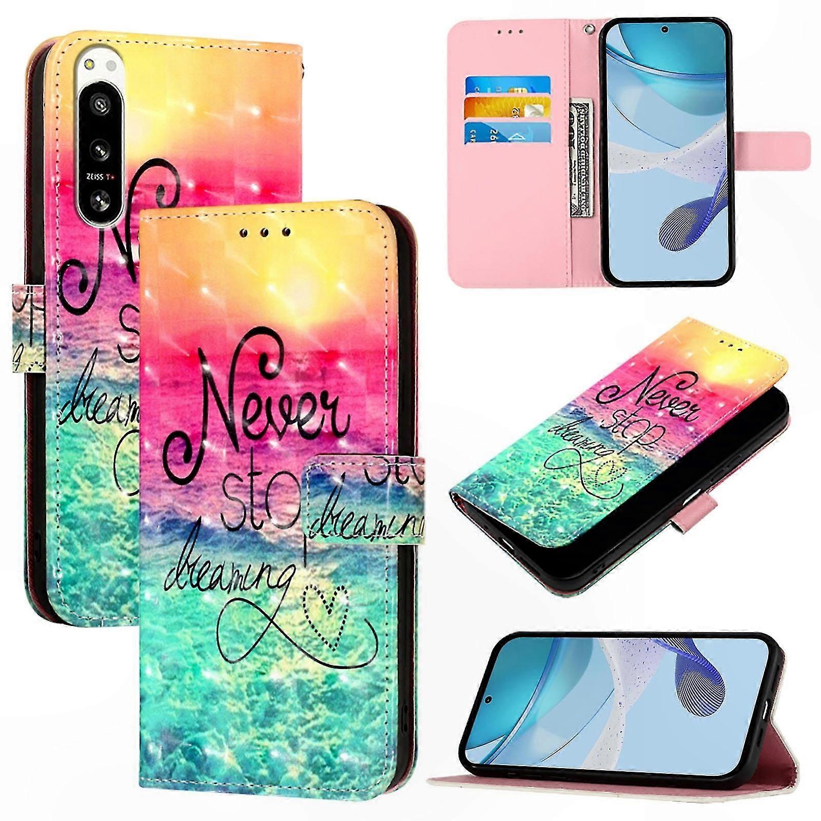 Leather Case with 3D Painting Design for Xperia 5 IV