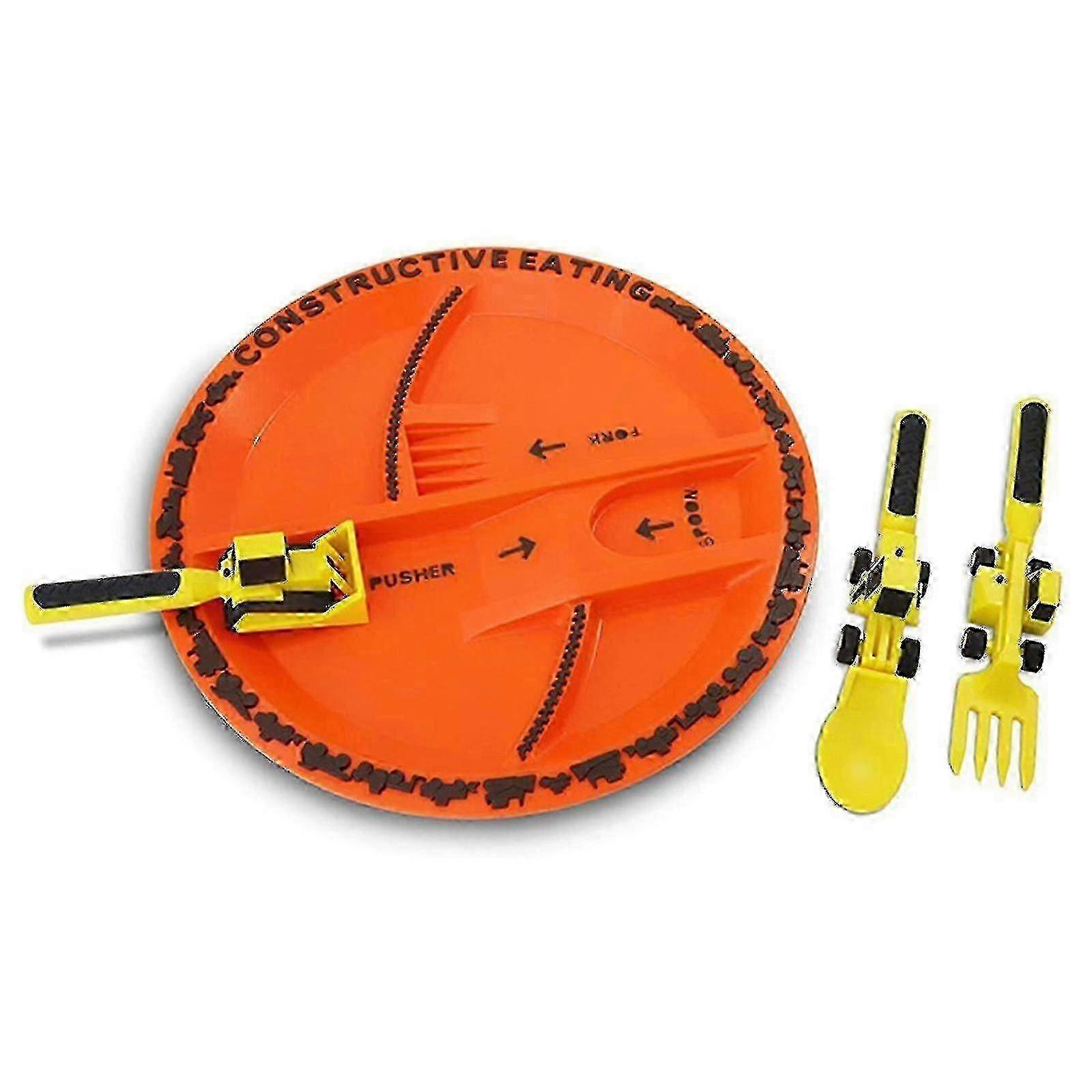 KRYC 3-Piece Bulldozer Themed Toddler Tableware Set, Durable and Fun for Mealtimes