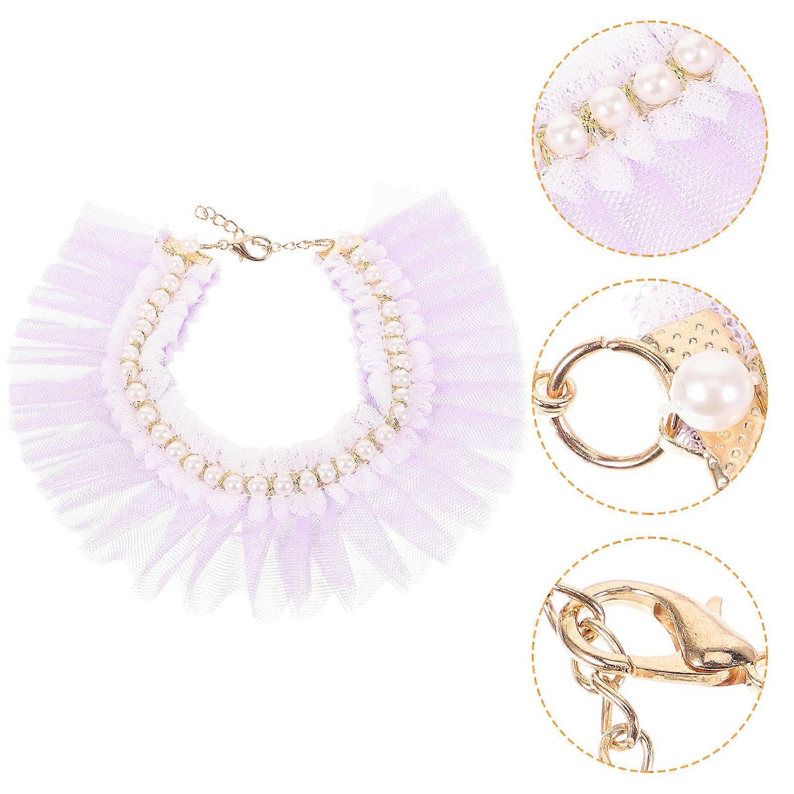 Violet Lace Cat Collar Adjustable 5Pcs Decorative Kitten Collar for Pets