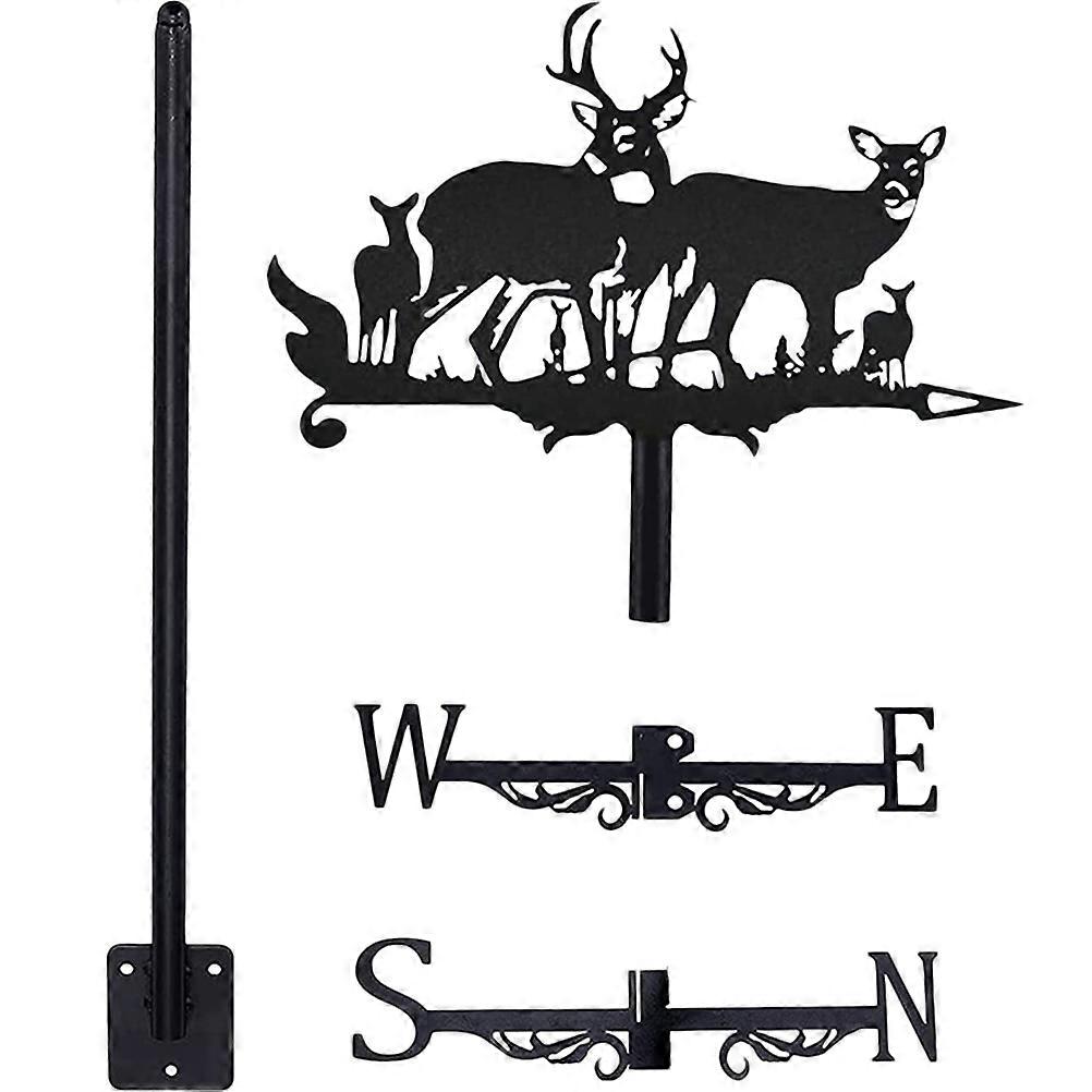 2 Sets Iron Weather Vane Wind Direction Indicator Outdoor Decoration Rustic Design for House Garage Barn
