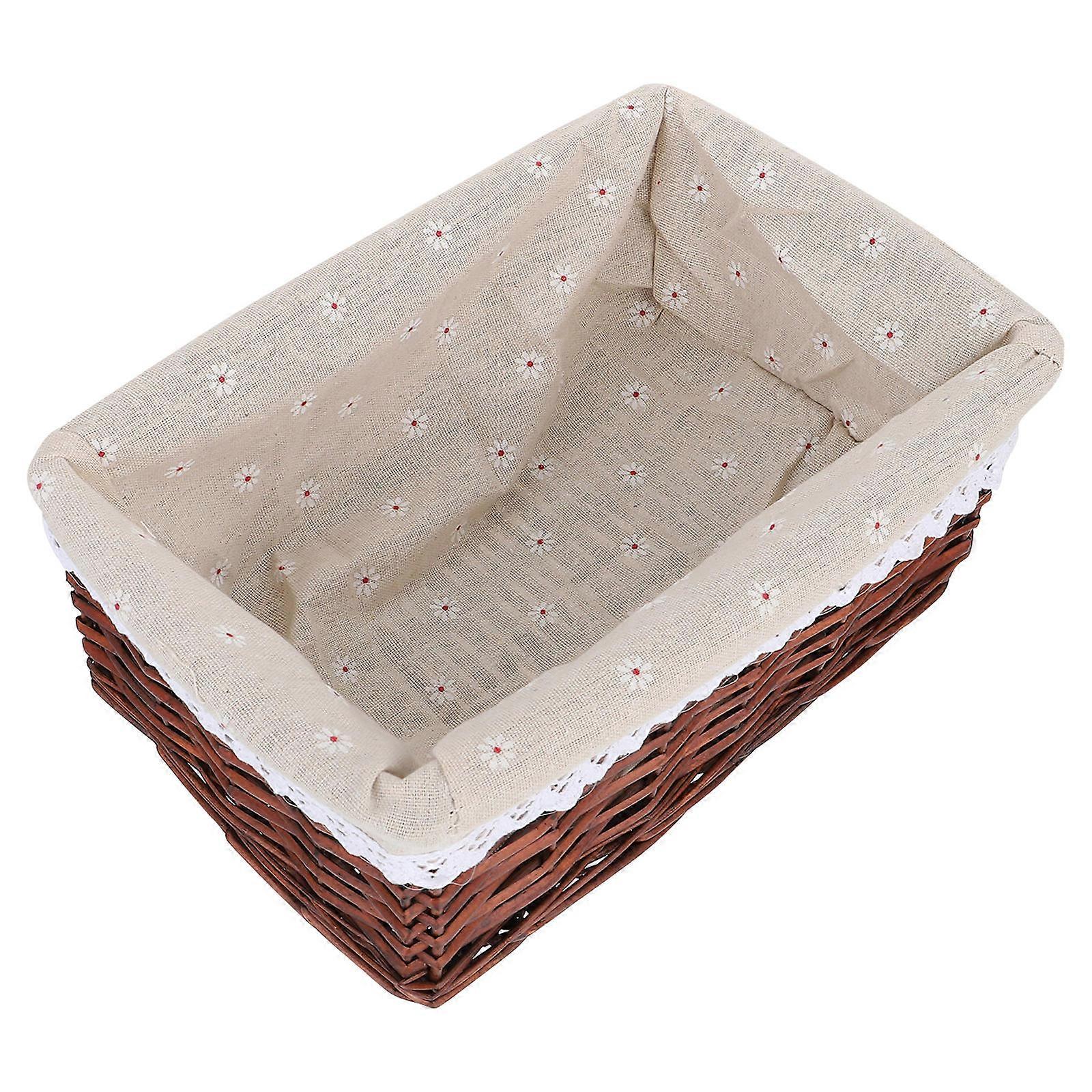 Kitchen Sorting Basket Wicker Rectangular Shape Brown 30x20x12cm Home Use 1Pcs