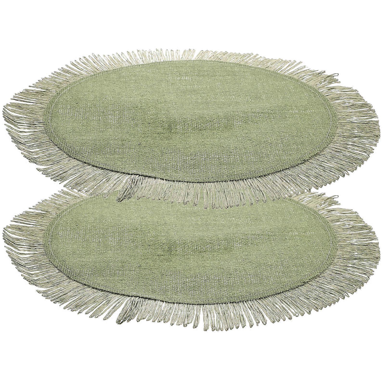 10 Pcs Green Round Placemat Woven Style For Café And Birthday Party Table Protection