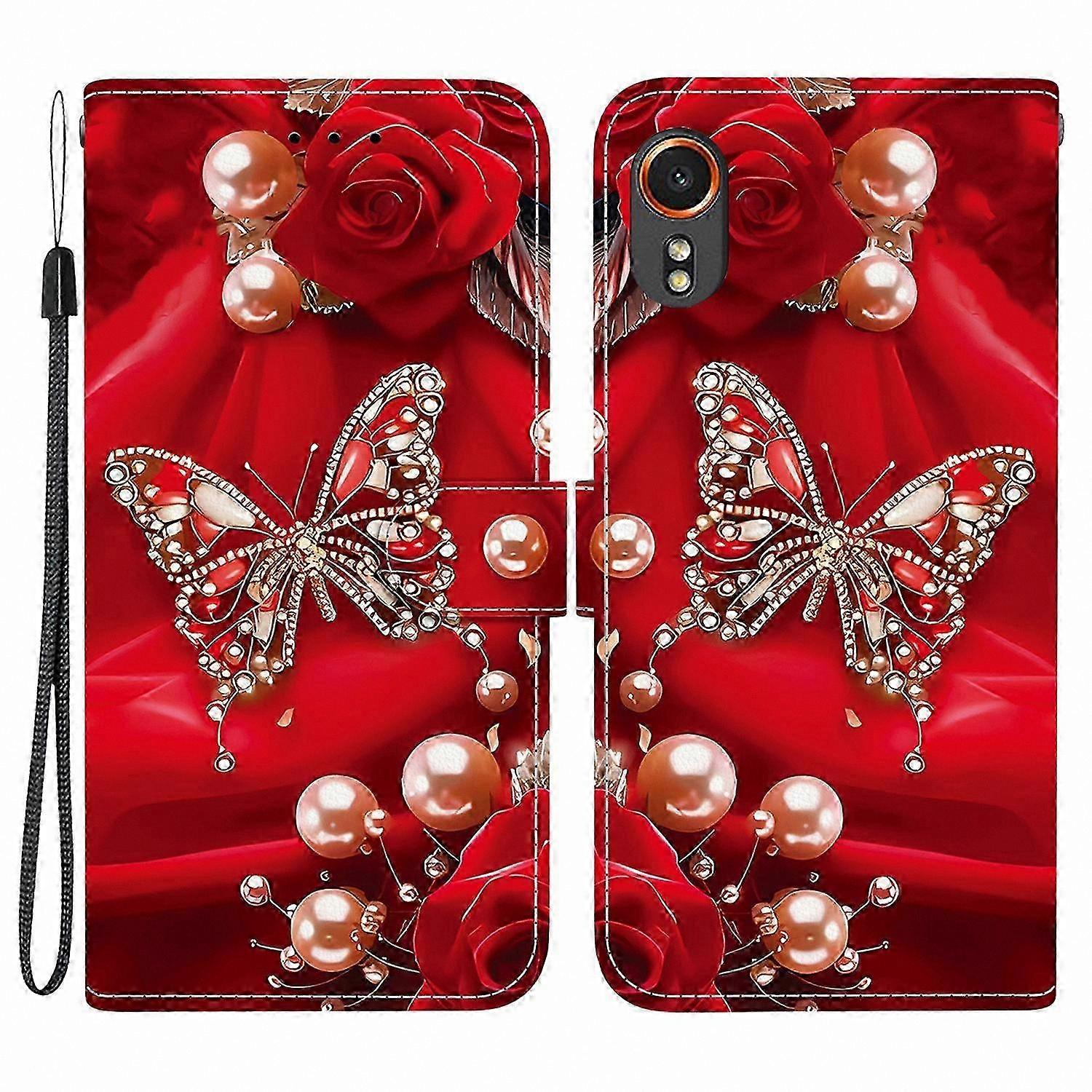 Leather Wallet Case with Stand Function and Wrist Strap for Phone