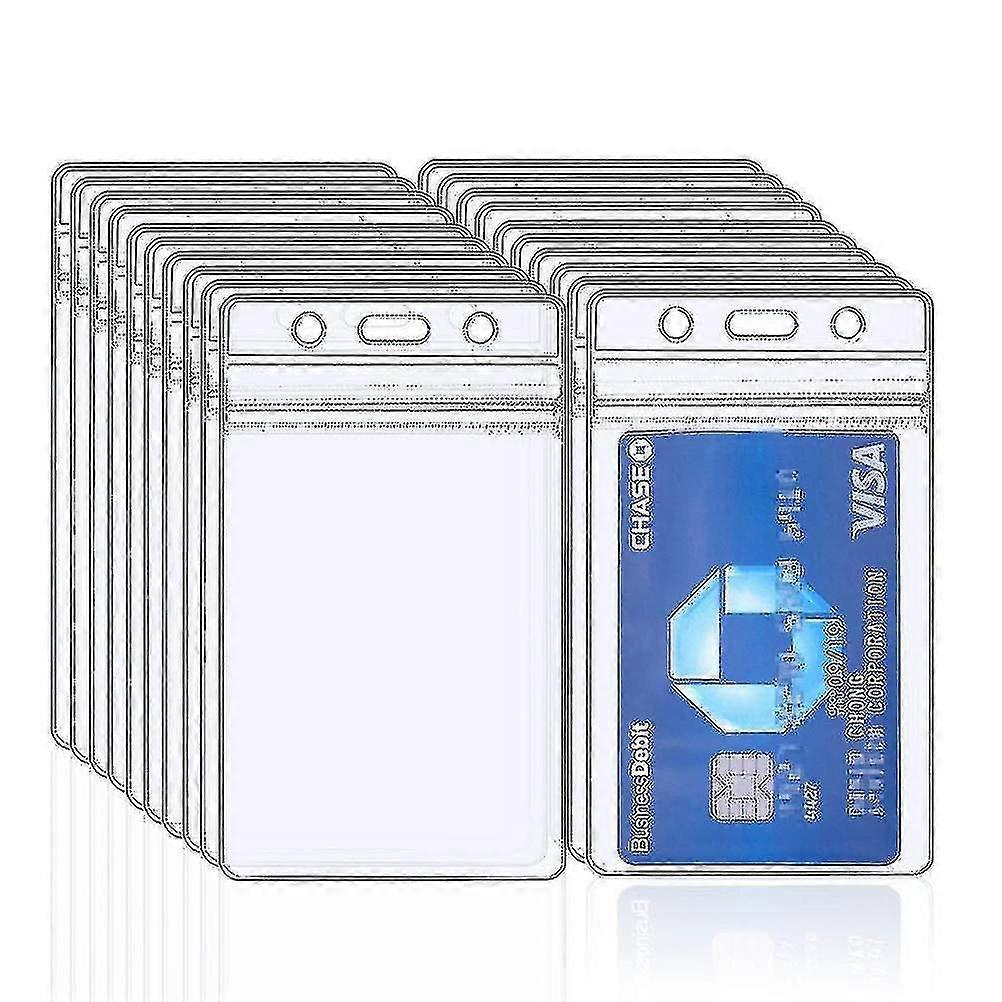 20個のIDバッジカバー、防水IDバッジホルダービニールバッジホルダークリアプラスチック垂直ネームタグバッジバッジIDカードホルダー