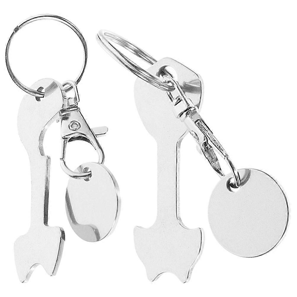 Stainless Steel Trolley Keychain Pendant 8 Pcs Suitable For Supermarket Shopping Rectangular Silver Design With Time Saving Feature