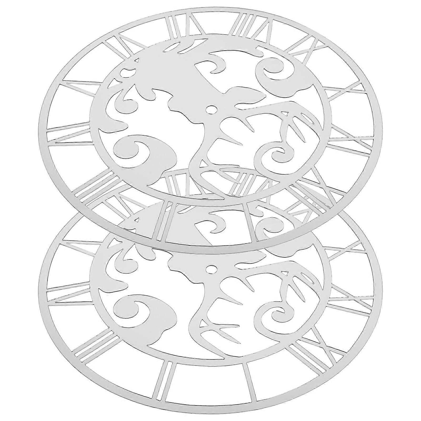 Round Acrylic Mirror Clock Wall Decor for Decoration 2Pcs Deer Stickers