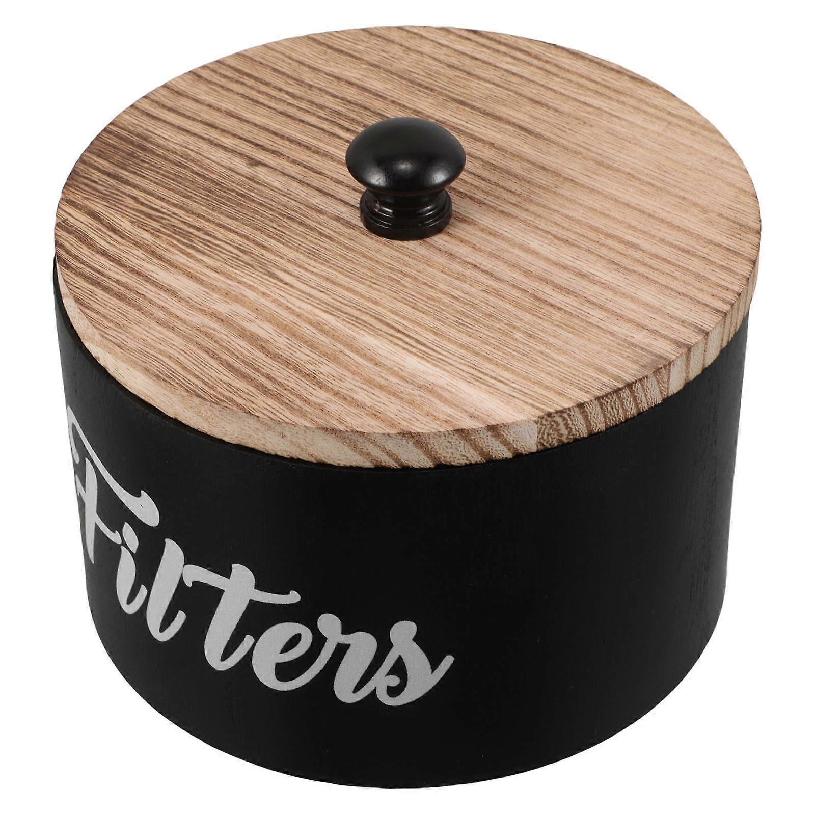 Laundry Beads Container Wooden Round Storage Box with Lid 4Pcs for Storage