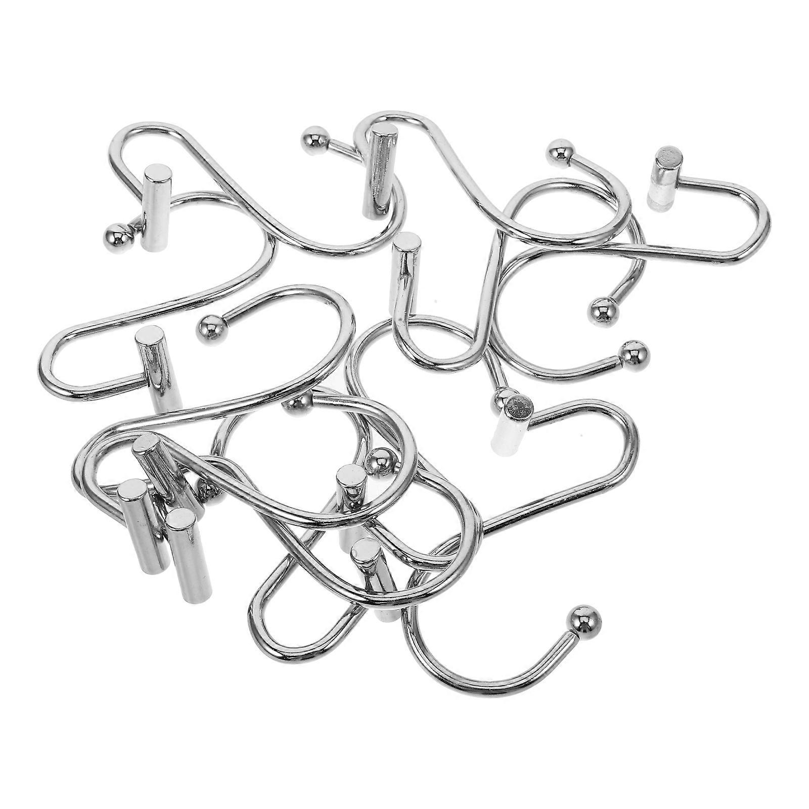 Silver Shower Curtain Hooks S Shape for Bathroom Use 60Pcs Set