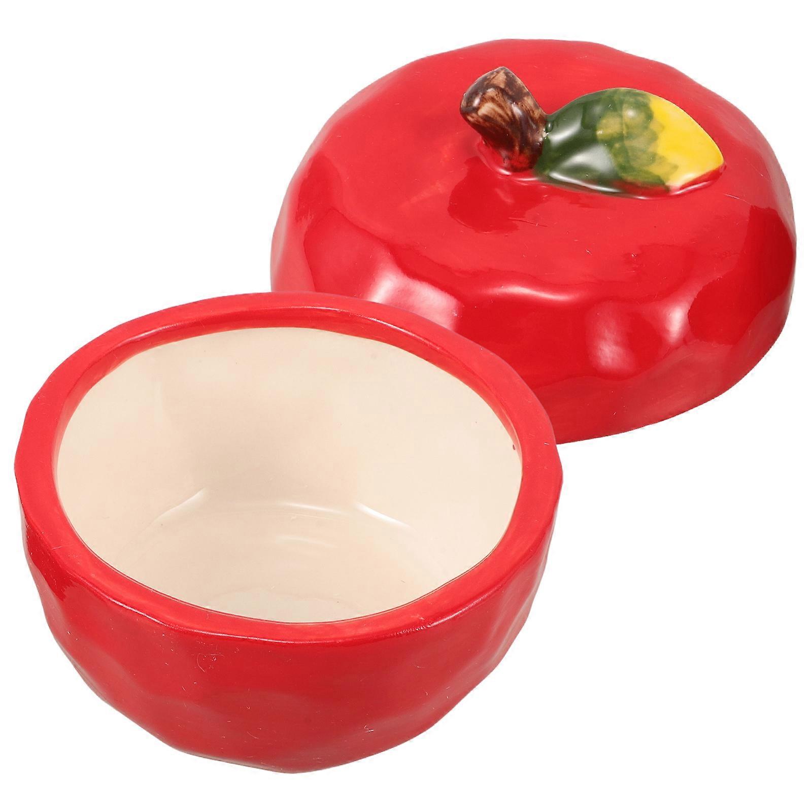 Ceramic Candle Jar Apple Shape for Storage 3Pcs Red Christmas Containers