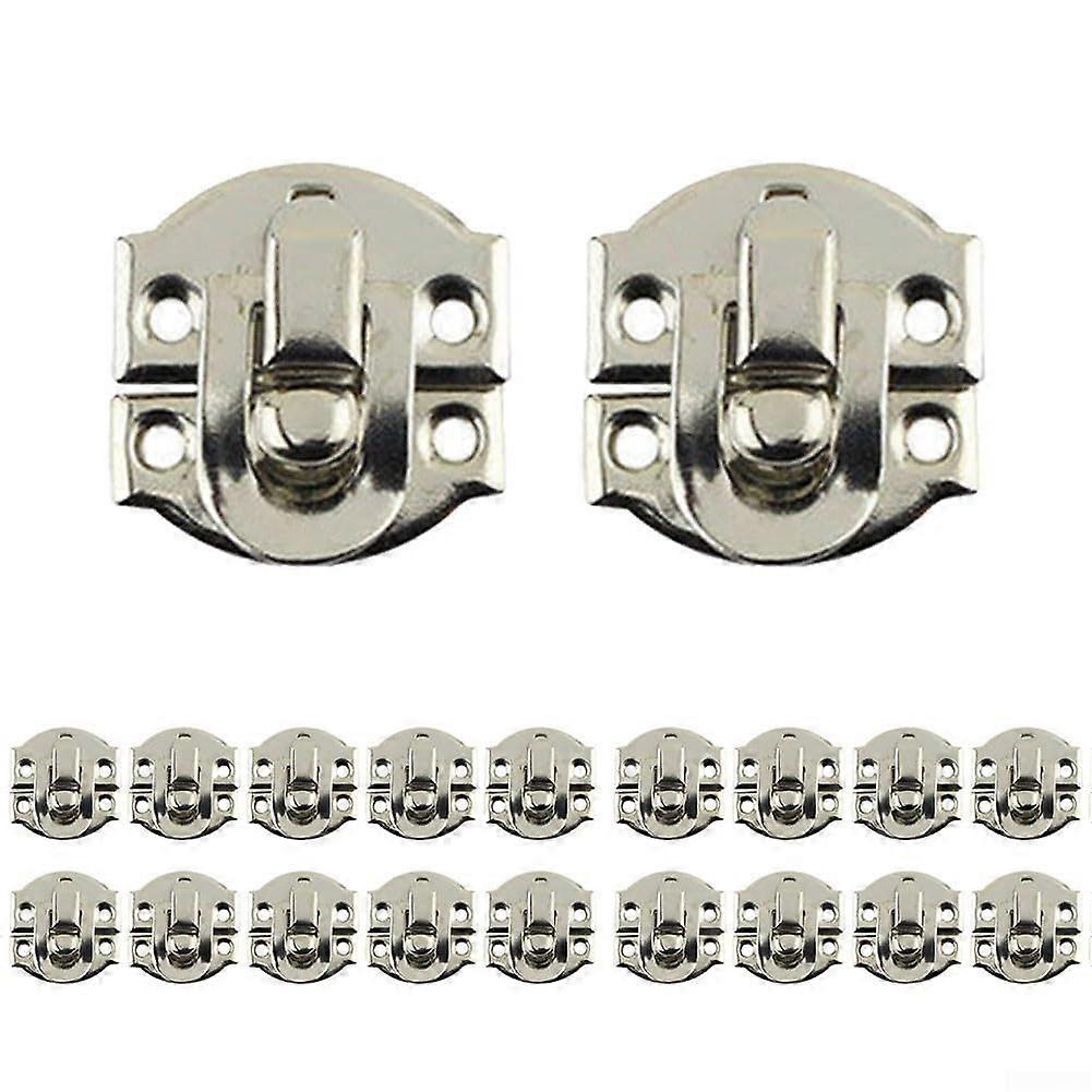 Antique Style Iron Hasp Lock Clasps Set Of 20 For Jewelry Boxes Suitcases And Wooden Boxes Metal Latches Silver