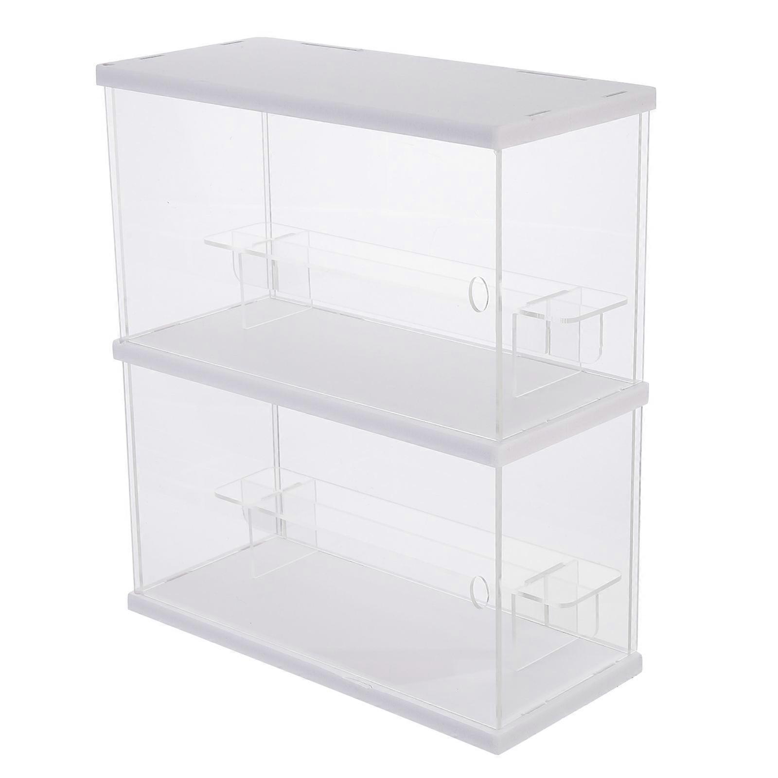 Acrylic Display Case White Model Display Stand for Home 2Pcs Dustproof Storage