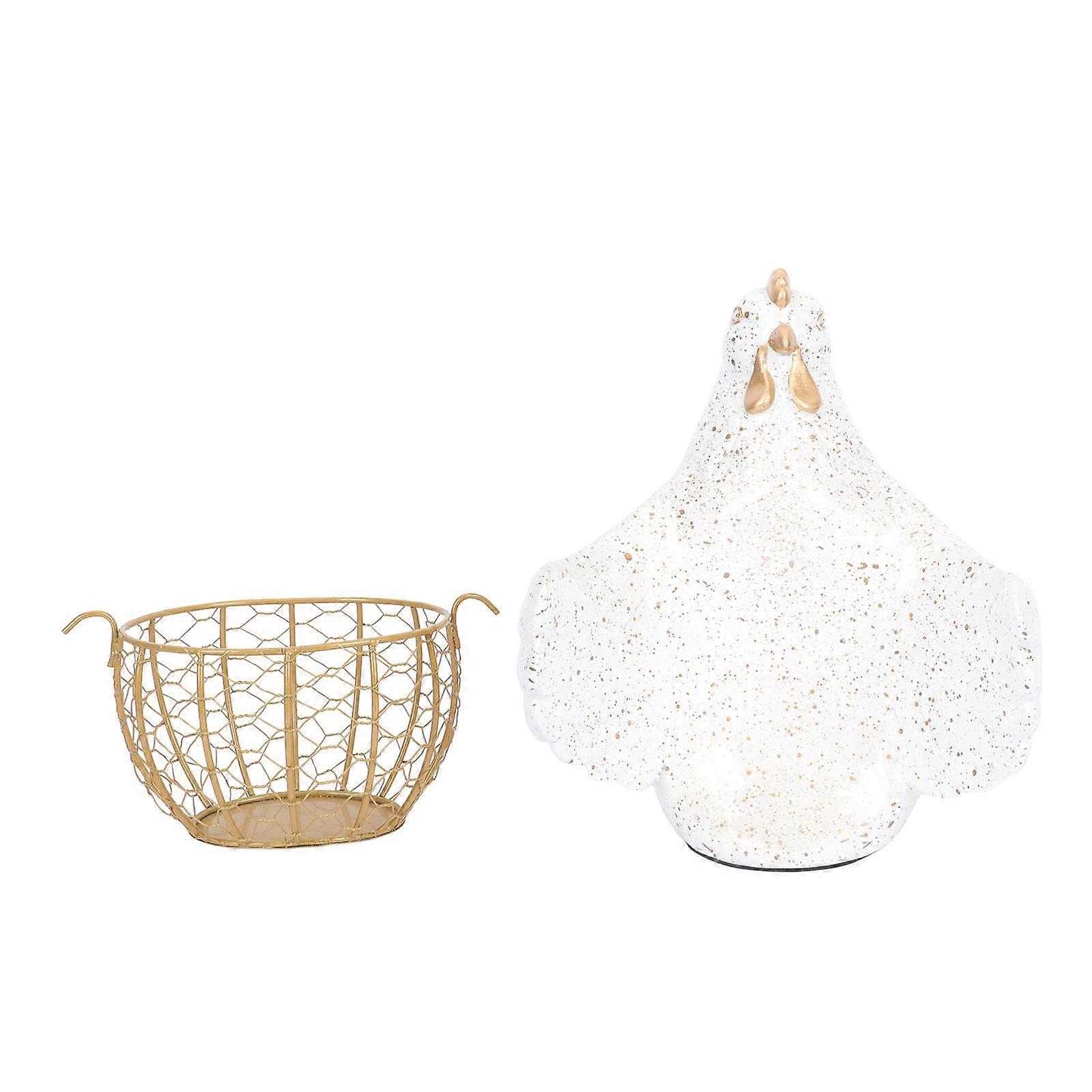 White Iron Storage Basket for Egg Storage 2Sets Practical Home Organizer