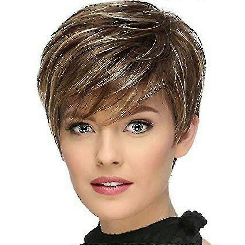 المرأة صبي قص قصيرة الطبقات بيكسي حلاقة الشعر الباروكات مع الانفجارات Ombre الطبيعية الباروكة الكاملة