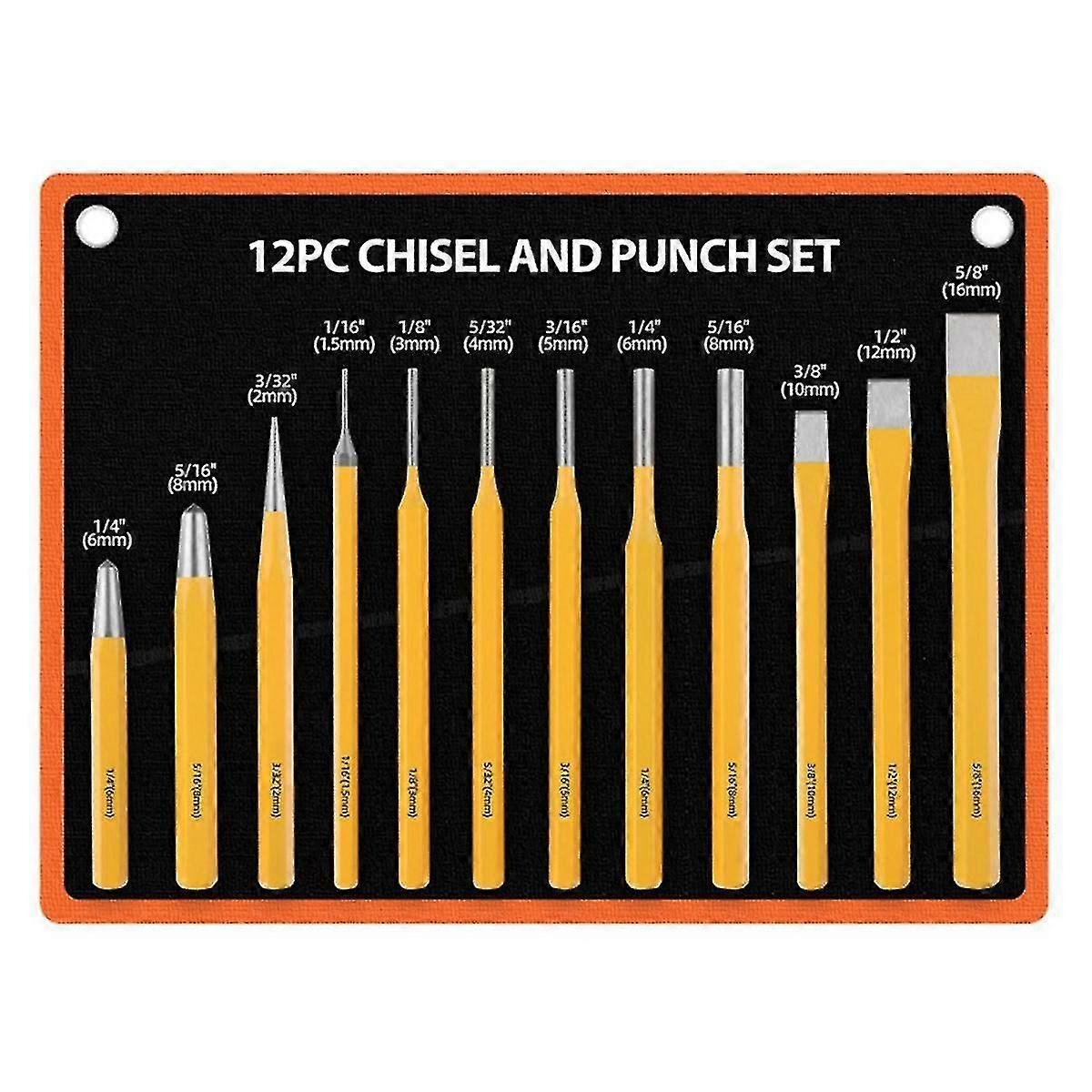 12-Piece Punching Set Masonry Chisel Flat Cylinder Punching Set