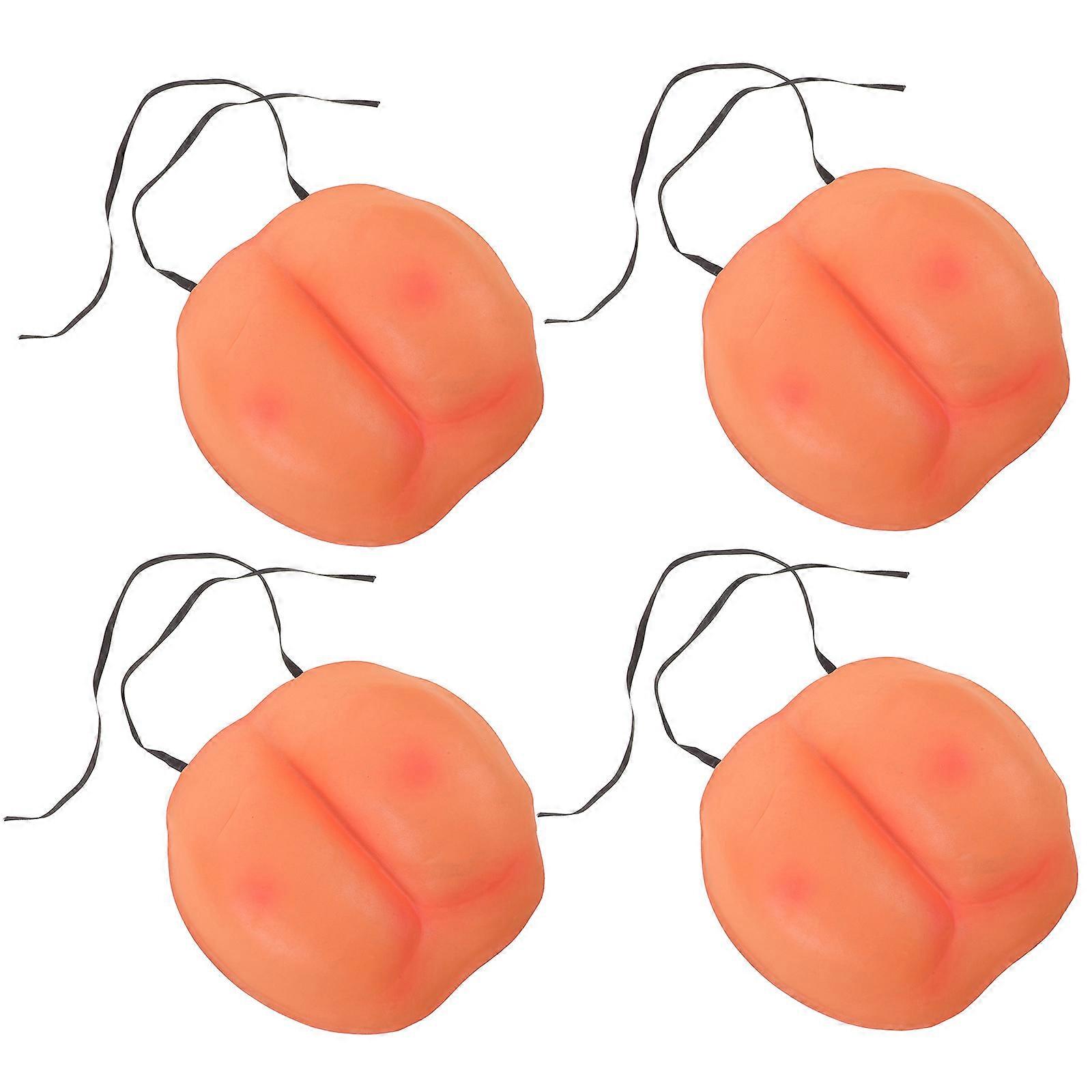 4Pcs Prank Accessory Realistic Soft Butt Cheeks For Indoor And Outdoor Parties In Orange EVA Material With Unique Creativity