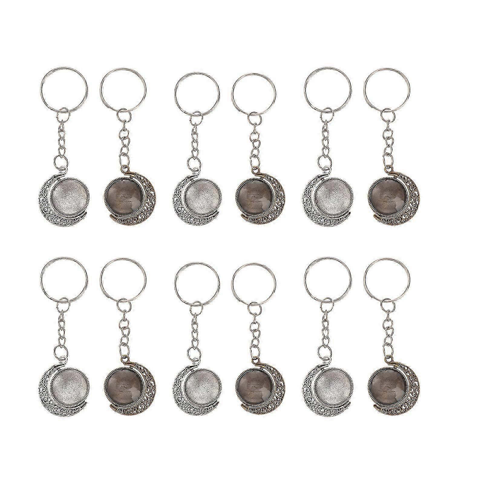 1 set of Pendant Trays with Cabochons Key Chain Pendant Blank Cameo Bezel