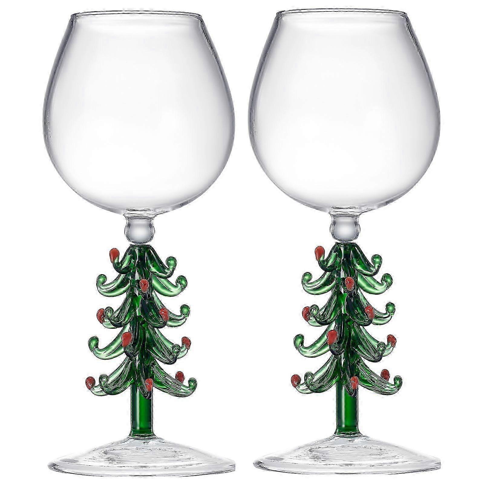 25–26 Kristallglas mit Weihnachtsbaum-Stiel, Grün, 284 ml, Kelchglas, 2er-Set